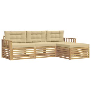 vidaXL Ensemble de canapés d'extérieur 4 pc Blanc et Beige Polyester