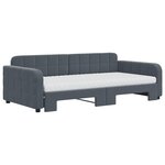 vidaXL Lit de jour et gigogne et matelas gris foncé 100x200 cm velours