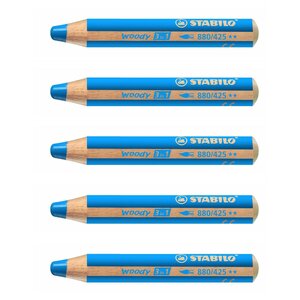 Crayon WOODY 3 en 1 Extra large Bleu cobalt moyen x 5 STABILO