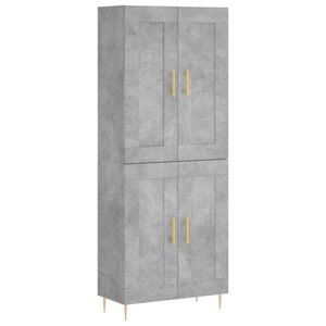 vidaXL Buffet haut Gris béton 69 5x34x180 cm Bois d'ingénierie