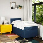 vidaXL Sommier à lattes de lit avec matelas Bleu 90x200 cm Tissu