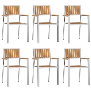 vidaXL Chaise de jardin 6 Pièces Marron 56 x 54.5 x 87 cm Teck massif