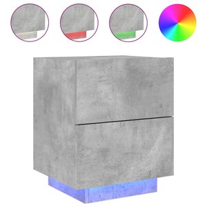vidaXL Armoire de chevet et lumières LED gris béton bois d'ingénierie