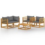 Salon de jardin meuble d'extérieur ensemble de mobilier 5 pièces avec coussin bois d'acacia solide 02_0016289