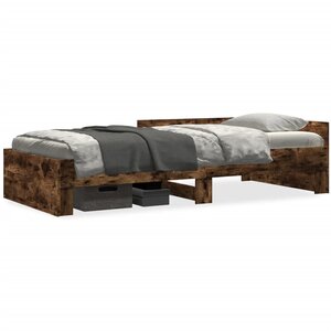 vidaXL Cadre de lit sans matelas chêne fumé 75x190cm bois d'ingénierie