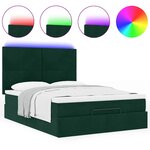 vidaXL Cadre de lit ottoman avec matelas vert foncé 140x200 cm velours