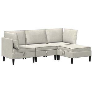 vidaXL Ensemble de meubles pour le salon 4 pc Crème Velours