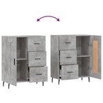 vidaXL Buffet gris béton 69 5x34x90 cm bois d'ingénierie
