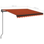 vidaXL Auvent manuel rétractable avec LED 3x2 5 m Orange et marron