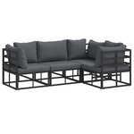 vidaXL Ensemble de canapé de jardin avec coussin 4 Pièces Noir Aluminium