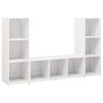 vidaXL Meubles TV 3 Pièces Blanc 107x35x37 cm Aggloméré