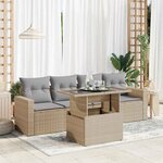 vidaXL Salon de jardin avec coussins 5 Pièces beige résine tressée
