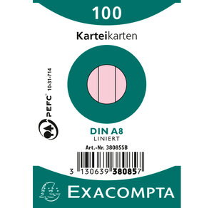 Paquet 100 fiches bristol A8 travers Rose EXACOMPTA