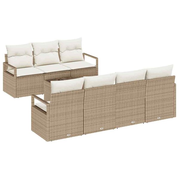 vidaXL Ensemble de Canapés 8 Pièces Beige et crème polyrotin