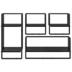 vidaXL Ensemble d'étagères murales 4 Pièces Chêne noir 65 x 25 x 30 cm