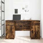 vidaXL Bureau avec porte Chêne fumé 140 x 49 x 76 cm Bois d'ingénierie
