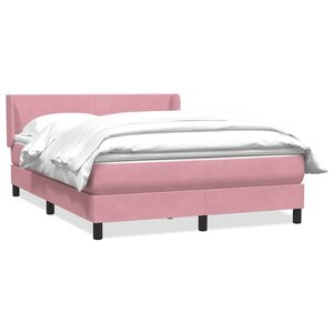vidaXL Sommier à lattes de lit avec matelas rose 160x210 cm velours
