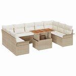 vidaXL Ensemble de canapé de jardin 10 Pièces Beige Poly rotin
