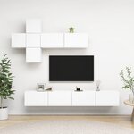 vidaXL Ensemble de meuble TV 7 Pièces Blanc Bois d'ingénierie
