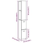 vidaXL Armoire de salle de bain chêne artisanal 25x25x170 cm