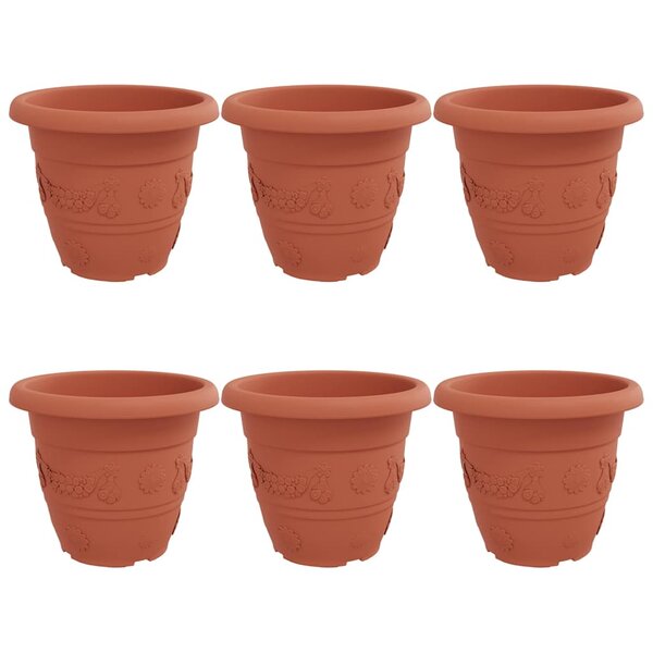 vidaXL Pot à fleurs rond 6 pc Rouge brique Ø 39 x 32 cm Plastique