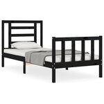 vidaXL Cadre de lit sans matelas noir bois de pin massif