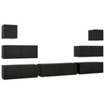 vidaXL Ensemble de meuble TV 7 Pièces Noir Bois d'ingénierie