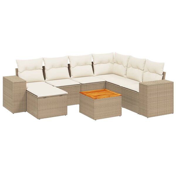 vidaXL Salon de jardin avec coussins 8 Pièces beige résine tressée