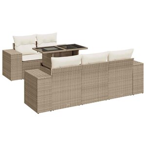 vidaXL Salon de jardin avec coussins 6 Pièces beige résine tressée