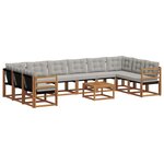 vidaXL Ensemble de canapés d'extérieur 11 pc Gris Naturel et Clair