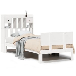 vidaXL Lit bibliothèque sans matelas blanc 90x200cm bois de pin massif