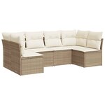 vidaXL Salon de jardin avec coussins 6 Pièces beige résine tressée