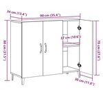 vidaXL Buffet chêne artisanal 90x34x80 cm bois d'ingénierie