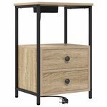 vidaXL Table de nuit avec station de chargement 2 Pièces Chêne sonoma