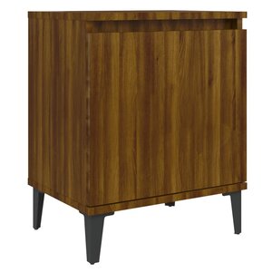 vidaXL Table de chevet avec pieds en métal chêne marron 40x30x50 cm