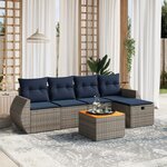 vidaXL Salon de jardin 6 Pièces avec coussins gris résine tressée