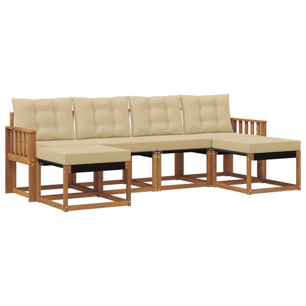 vidaXL Ensemble de canapés d'extérieur 6 Pièces Naturel et Beige
