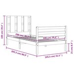 vidaXL Cadre de lit et tête de lit blanc 100x200 cm bois massif