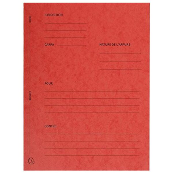 Paquet de 25 dossiers Plaidoirie 'Pour/Contre' carte lustrée 25x32cm Rouge EXACOMPTA