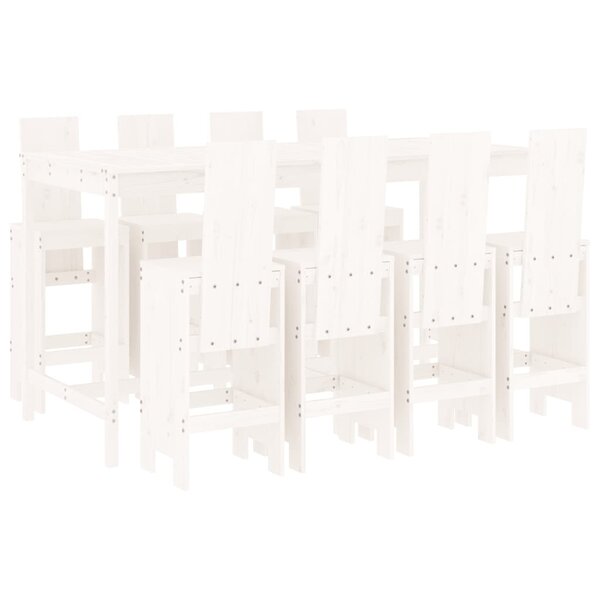 vidaXL Ensemble de bar de jardin 9 Pièces blanc bois de pin massif