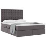 vidaXL Lit de Rangement Gris 140 x 190 cm Cuir synthétique