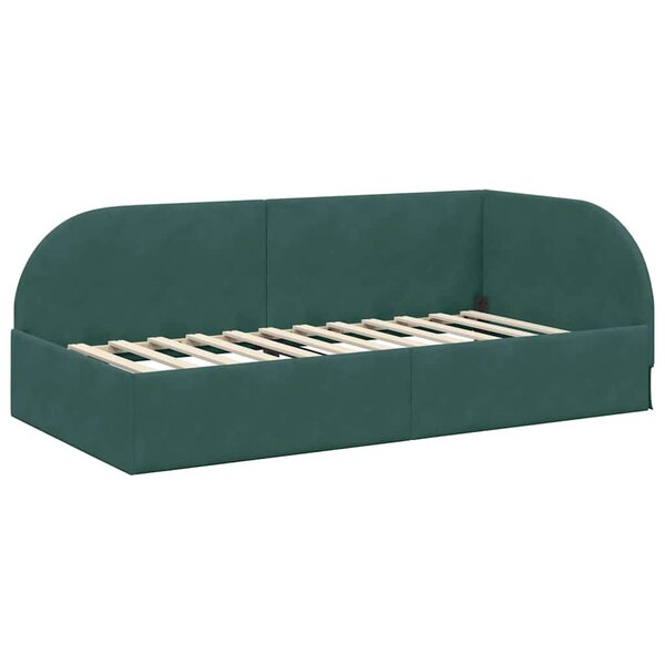 vidaXL Cadre de lit d'angle Vert foncé 100 cm x 200 cm tissu