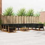 vidaXL Ensemble de canapés d'extérieur 11 Pièces Naturel et Noir