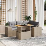 vidaXL Salon de jardin avec coussins 5 Pièces beige résine tressée