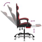 vidaXL Chaise de jeu avec repose-pied Noir et rouge Similicuir