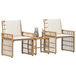 vidaXL Ensemble de meubles d'extérieur 3 Pièces Blanc Naturel et Crème