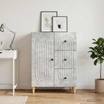 vidaXL Buffet Gris béton 66 x 34 5 x 90 cm Bois d'ingénierie