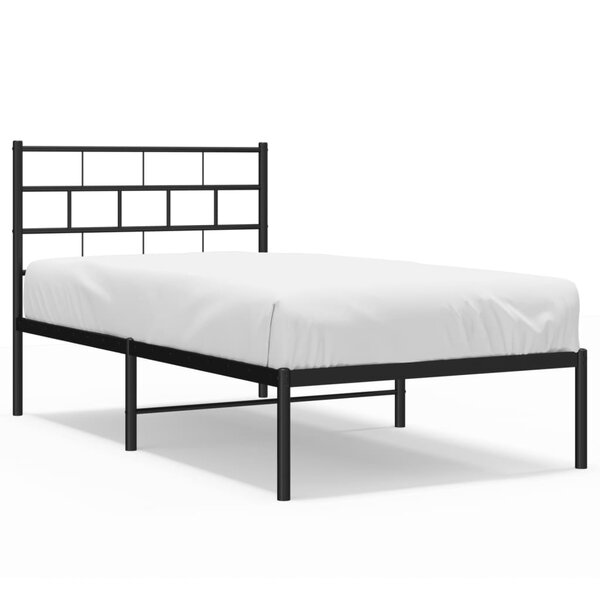 vidaXL Cadre de lit métal avec tête de lit noir 100x190 cm