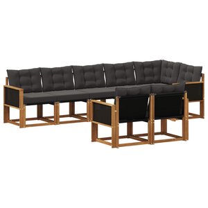vidaXL Ensemble de canapés d'extérieur 8 Pièces Naturel et noir