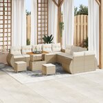 Ensemble de canapé de jardin de 13 pièces avec coussins beige en poly rotin acacia